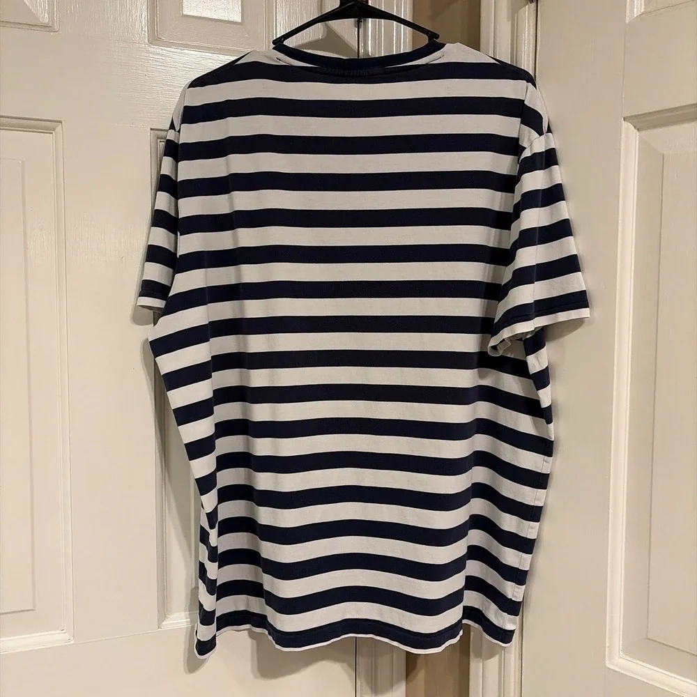 Polo Ralph Lauren Mens Classic Fit Striped T-Shirt Navy White Large